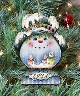 Home for The Holidays Wooden Ornaments Set of 3 by Jamie Mills-Price - Christmas Santa Snowman Decor - 8100037S3-MP