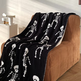 1pc Halloween Cartoon Skull Blanket Premium Sense Home Warm Blanket Sieste Throw Blanket Travel Blanket Châle Blanket Demi Flanelle Jacquard Haute Qualité Tricoté Couverture