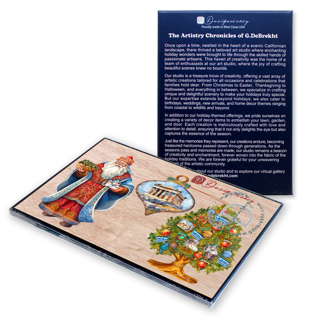 Papá Noel de todo el mundo - Papá Noel inspirado en Grecia - Juego de 3 adornos de madera de G. DeBrekht - Decoración navideña de Papá Noel y muñeco de nieve - 8091316S3