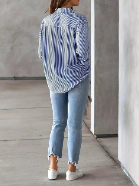 Classic Striped Casual, Business, Versatile Four Seasons Can Wear A Long-sleeved Shirt. - Lootquake