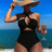 Women's Two-piece Casual Swimsuit P48 Black - Lootquake