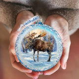 In the Heart of the Forest - Moose Medallion Glass Ornament by G. Debrekht - Wildlife Holiday Decor - 73383