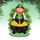 Lepricon's Pot Full of Gold Wooden Ornaments by Jamie Mills-Price - Celtic Decor - 8457707-MP