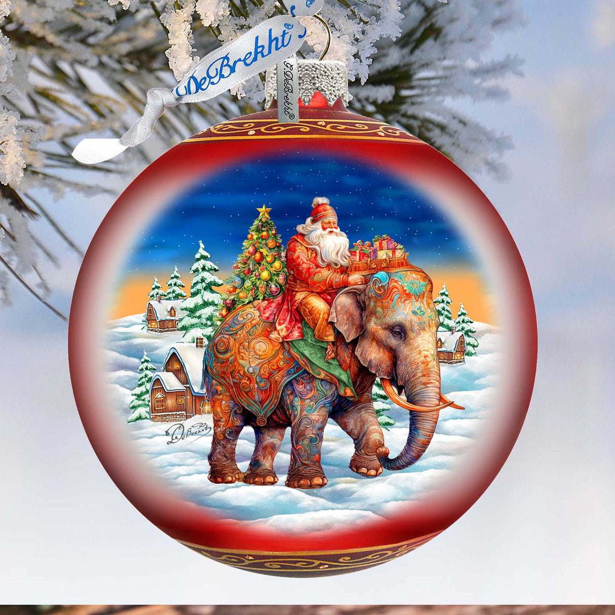 Adorno de bola de cristal de 12,7 cm con forma de trineo de safari - Decoración navideña - 73945 Adorno navideño de vidrio de mercurio - Adornos para árbol de Navidad de GDebrekht