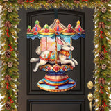 Carousel Bunny Holiday Door Decor  by G. Debrekht - Christmas Decor - 8611026H