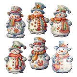 Juego de 6 imanes decorativos de madera con forma de muñeco de nieve de G. Debrekht - Decoración navideña de Papá Noel y muñeco de nieve - 8090023G-S6