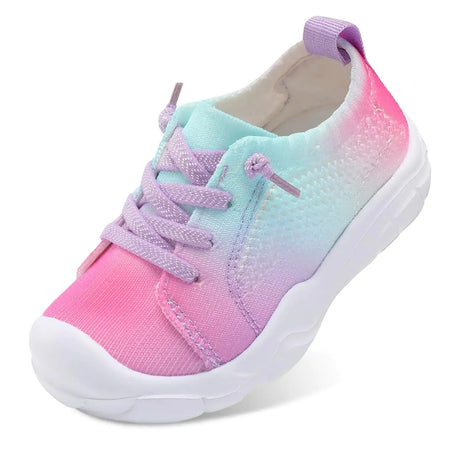 LeIsfIt Toddler Shoes Boys Girls Wide Shoes Breathable Barefoot Shoes Kids Sneakers Lightweight Walking Tennis Shoes Slip On Shoes Rainbow Blue 6 Toddler - Lootquake