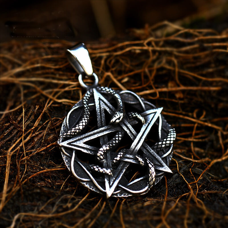 Entwined Snake Pentagram Stainless Steel Pendant