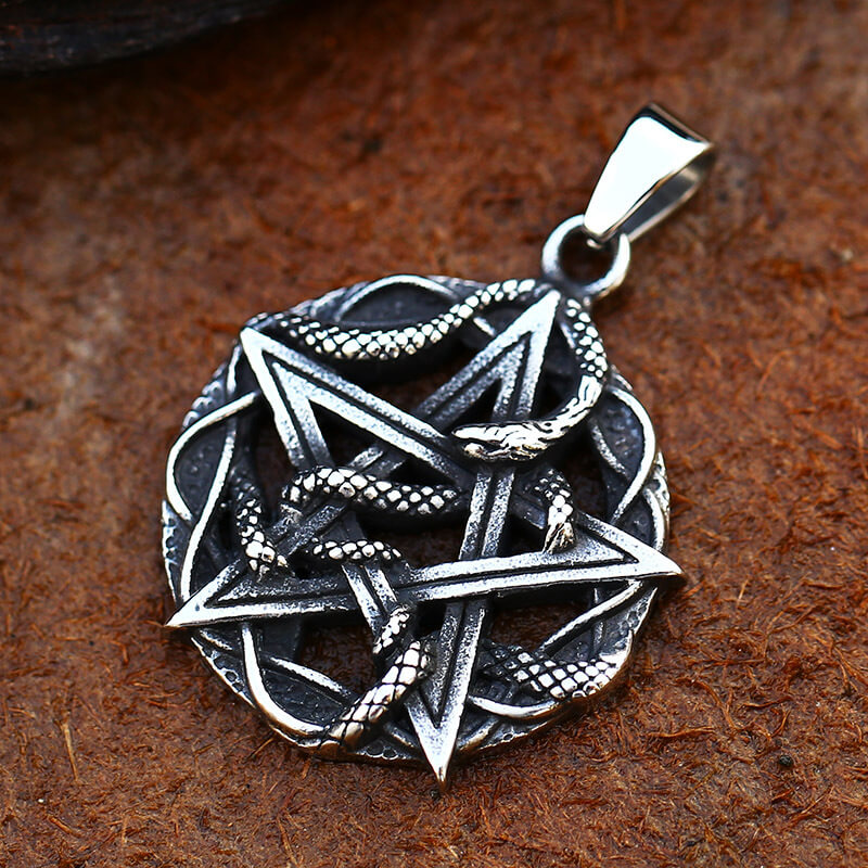 Entwined Snake Pentagram Stainless Steel Pendant