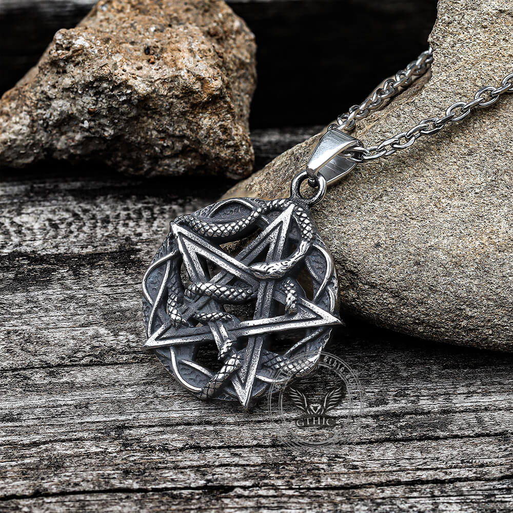 Entwined Snake Pentagram Stainless Steel Pendant