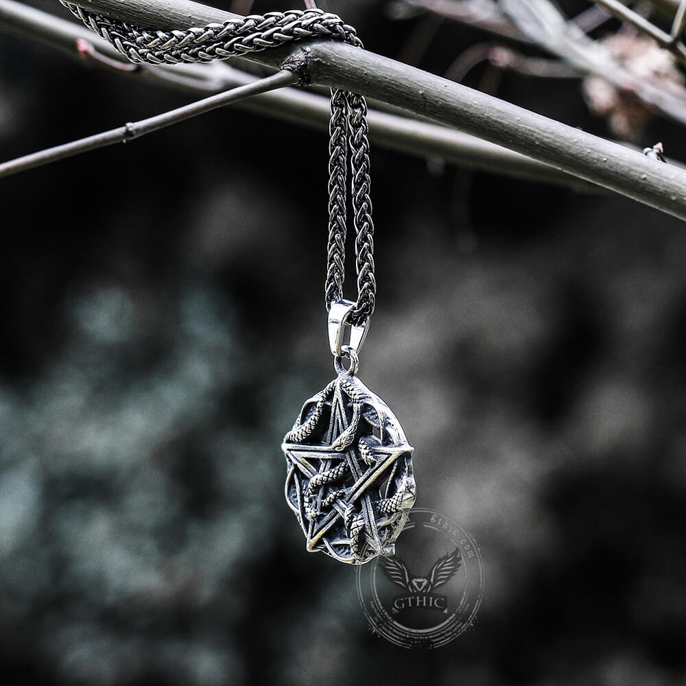 Entwined Snake Pentagram Stainless Steel Pendant