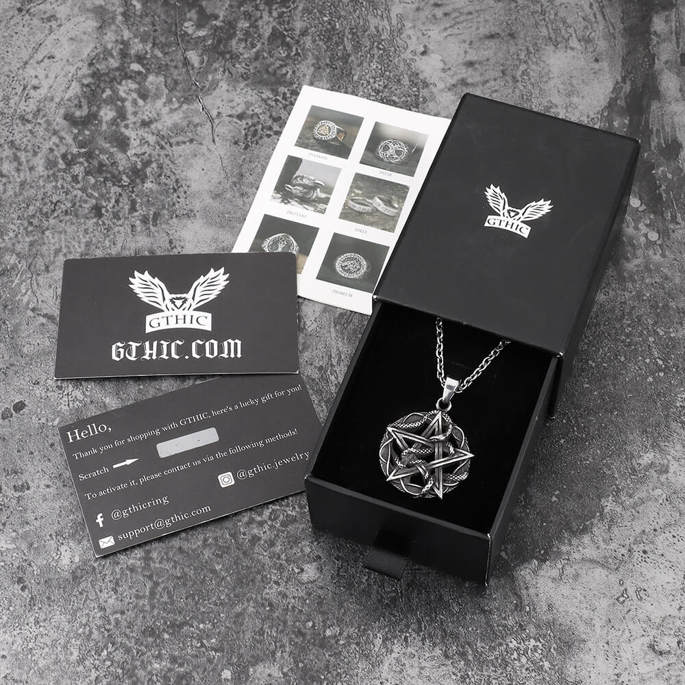 Entwined Snake Pentagram Stainless Steel Pendant