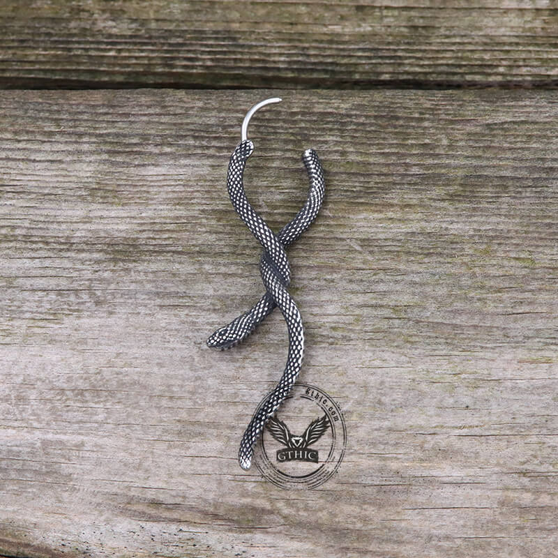 Entwined Snake Stainless Steel Hoop Earrings
