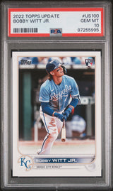 Tarjeta de béisbol de Bobby Witt Jr. #US100 Rookie RC, actualización Topps 2022, PSA 10 Gem Mint
