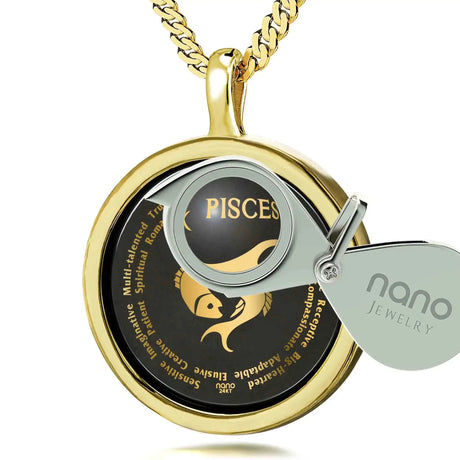 Pisces Necklaces for Lovers of the Zodiac 24k Gold Inscribed - Lootquake