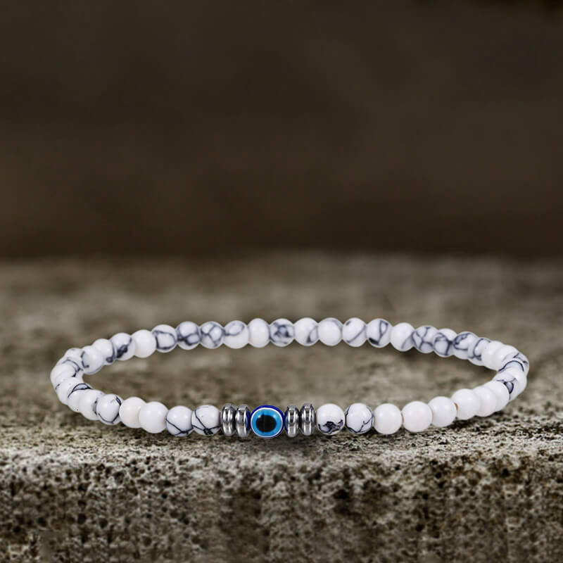 Evil Eye Natural Stone Beaded Bracelet