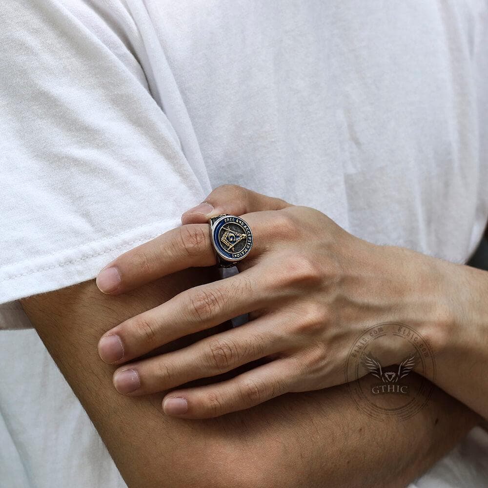 Anillo masónico de acero inoxidable 316L Ojo de la Providencia