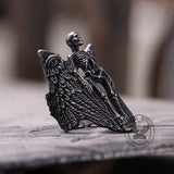 Eye Of Providence Winged Stainless Steel Skull Ring