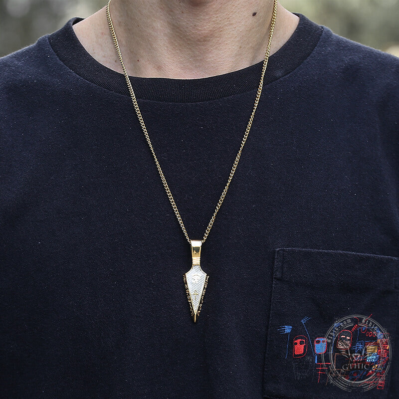 Colgante de acero inoxidable con punta de lanza del Ojo de Ra Ankh