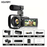 Cámara Nicamery HD 1080P con zoom eficiente de 16x, antivibración, compatible con micrófono externo, cámara web Full HD de 2400 píxeles, control remoto, parasol, 2 baterías de 1000 mAh, larga duración y tarjeta TF de 32 GB.