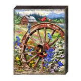 The Wagon Wheel Wooden Wall Art by D. Gelsinger - Family Love Decor - 95682B-DG