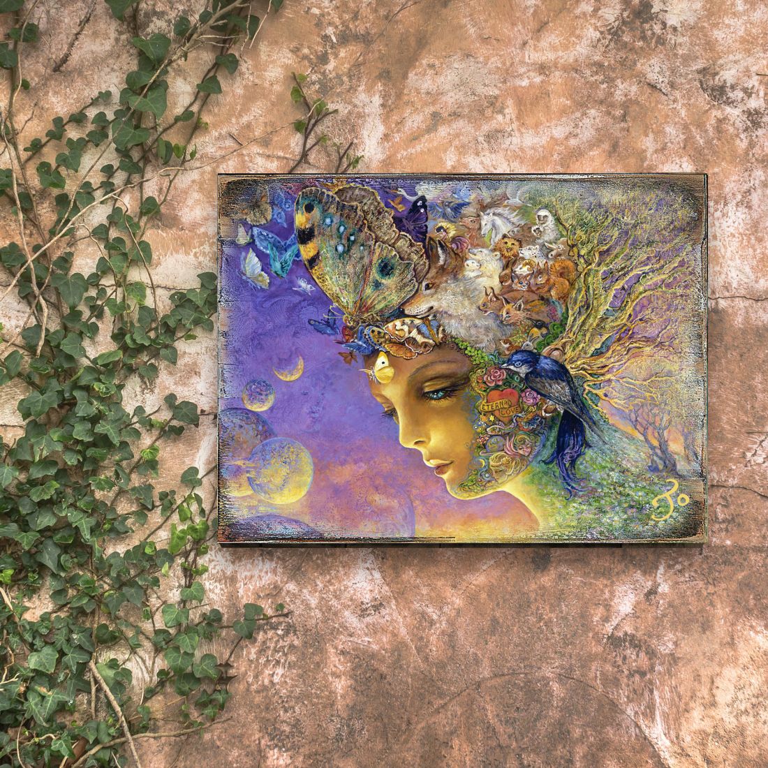 Eternal Love Fantasy Wooden Wall Art by Josephine Wall - Fantasy Decor - 852115-JW