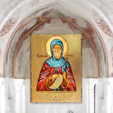 Icono religioso cristiano sagrado de San Antonio de madera bañado en oro - Decoración inspiradora - 85057