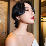 925 Silver Needle Net Red Earrings