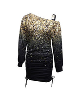 Ladies' Printed Off Shoulder Casual Bag Hip Dress - Lootquake