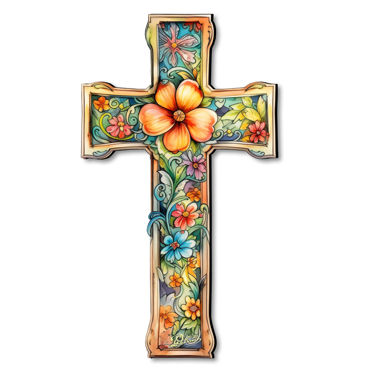 Easter Blossom Wooden Cross by G. Debrekht - Easter Spring Decor - 88165