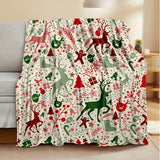 1pc Christmas Throw Blanket - Reindeer and Christmas Trees Printed, Soft, Cozy, Holiday-Themed, Versatile Throw for Couch, Bed, Sofa, Office, Camping, Indoor and Outdoor Use