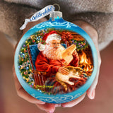 House Warming Santa Lg Glass Ornament in Blue by Gelsinger - Christmas Décor - 73924B-DG
