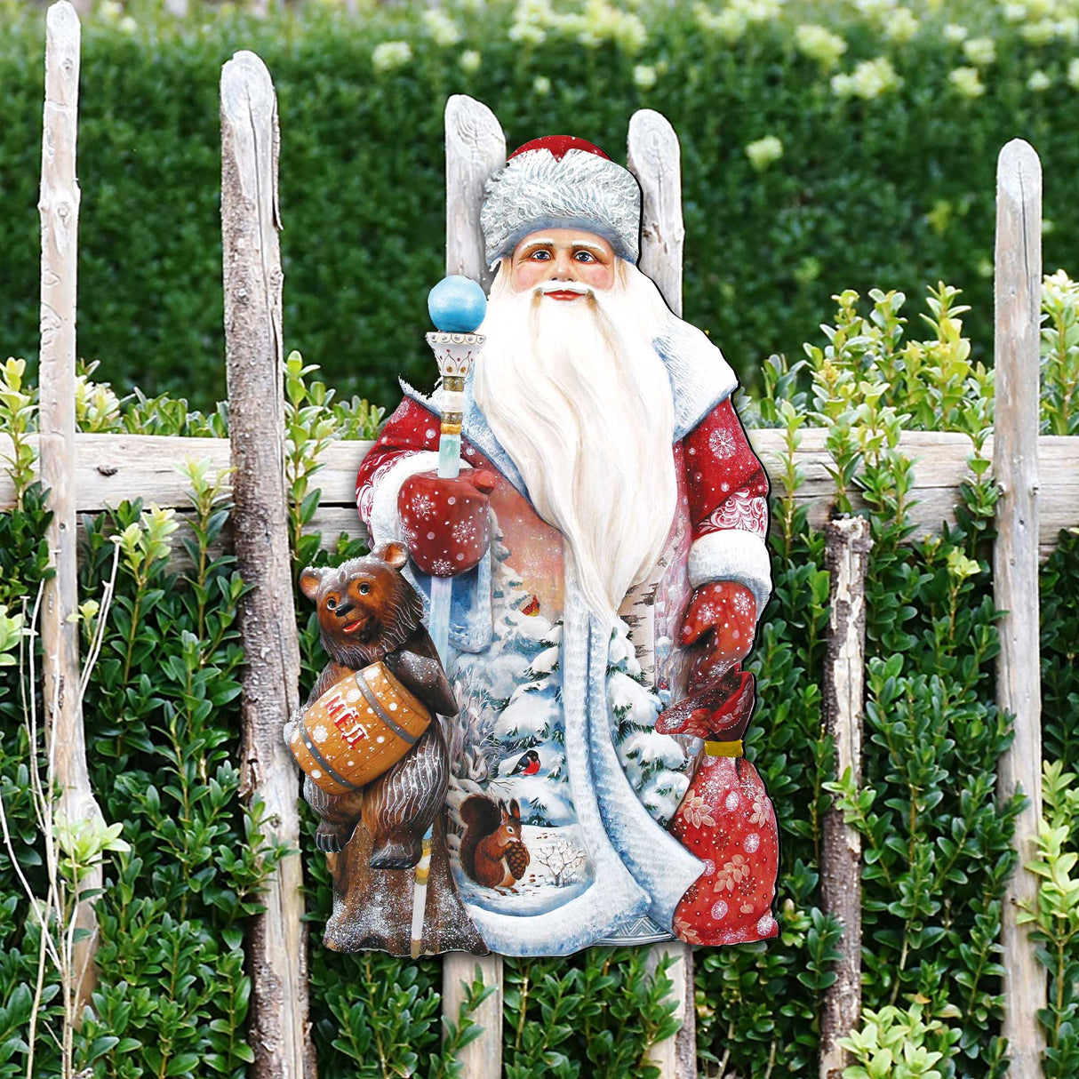 Decoración de puerta con Papá Noel y un oso de miel de G. DeBrekht - Decoración navideña con Papá Noel y muñeco de nieve - 8128811H