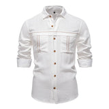 Men's Long Sleeve Shirt With Pocket Decoration - Lootquake