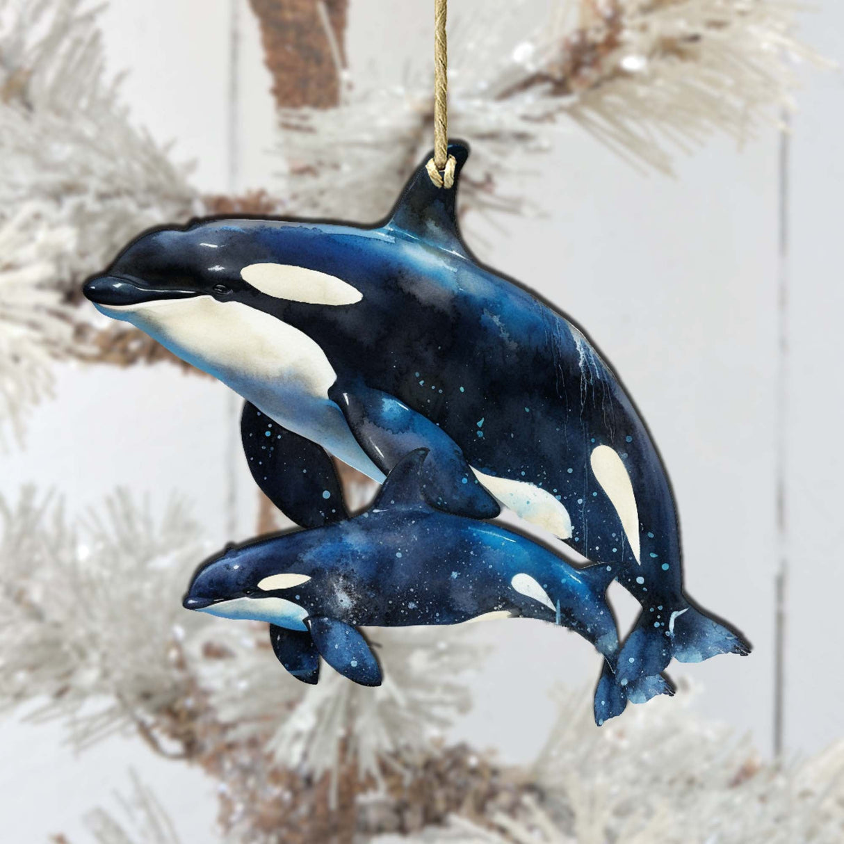 Adornos de madera de orcas de Alaska de G.Debrekht - Decoración navideña de vida silvestre - 8710102-1