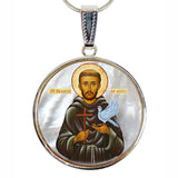 Our Lady of Perpetual Help Silver Plated Mother of Pearl Necklace Jewelry - 43024