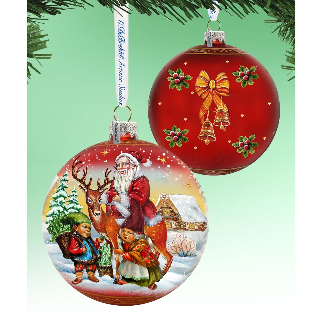Adoration Ball in Red Glass Ornament - Limited Edition by G. Debrekht Nativity Holiday Decor - 73864R