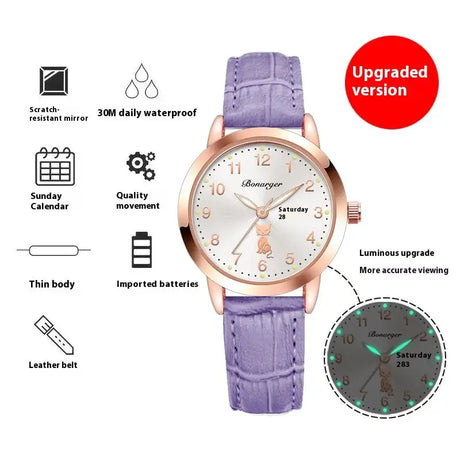 Women's Luminous Quartz Watch With Simple Waterproof Belt - Lootquake