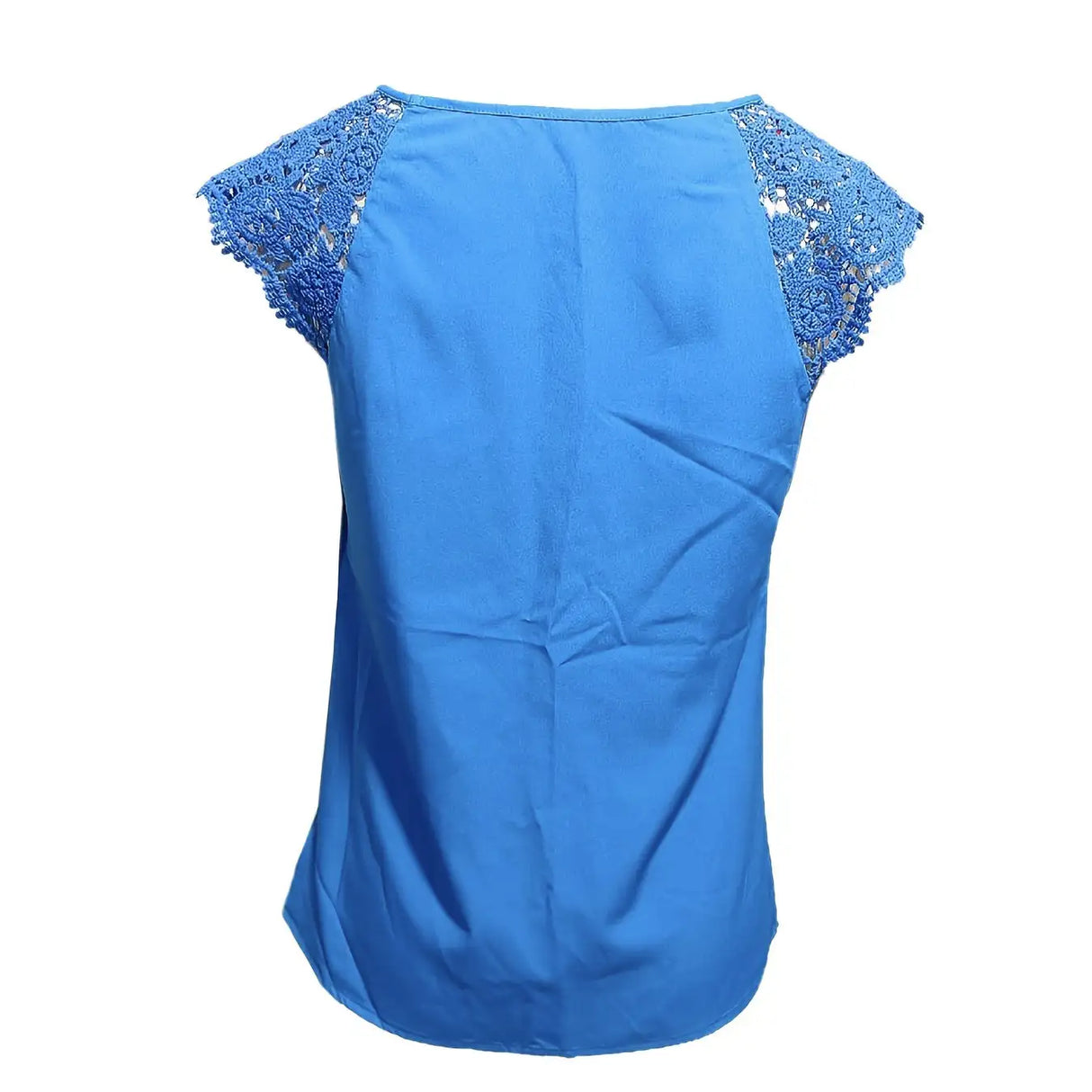 Women's Summer Top With Contrasting Lace Buttonhole Collar - Lootquake
