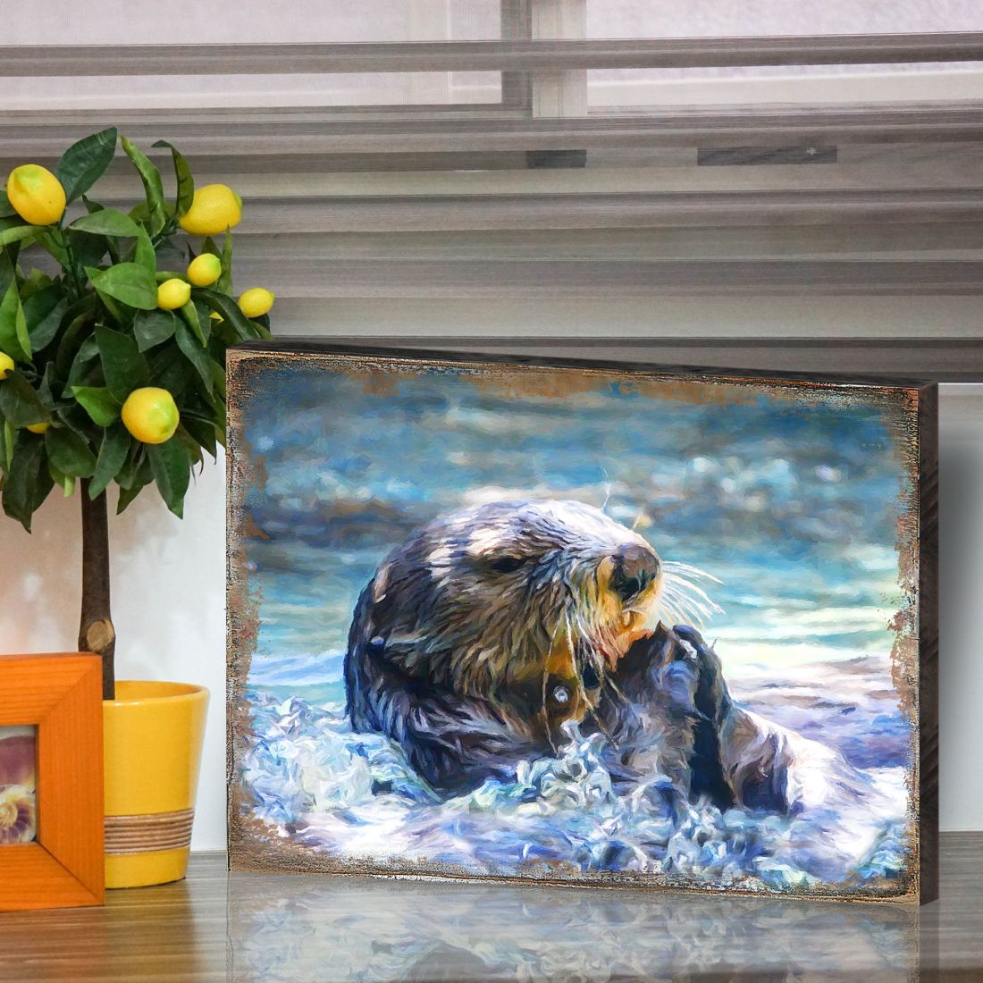 Otter Wooden Coastal Wall Art by Nature Wonders - Coastal Sea-Life Decor - 95239B