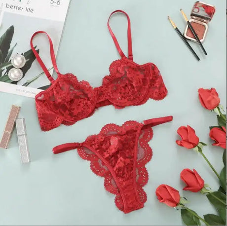 Ladies Underwire Lace Lingerie Suit Fashion - Lootquake