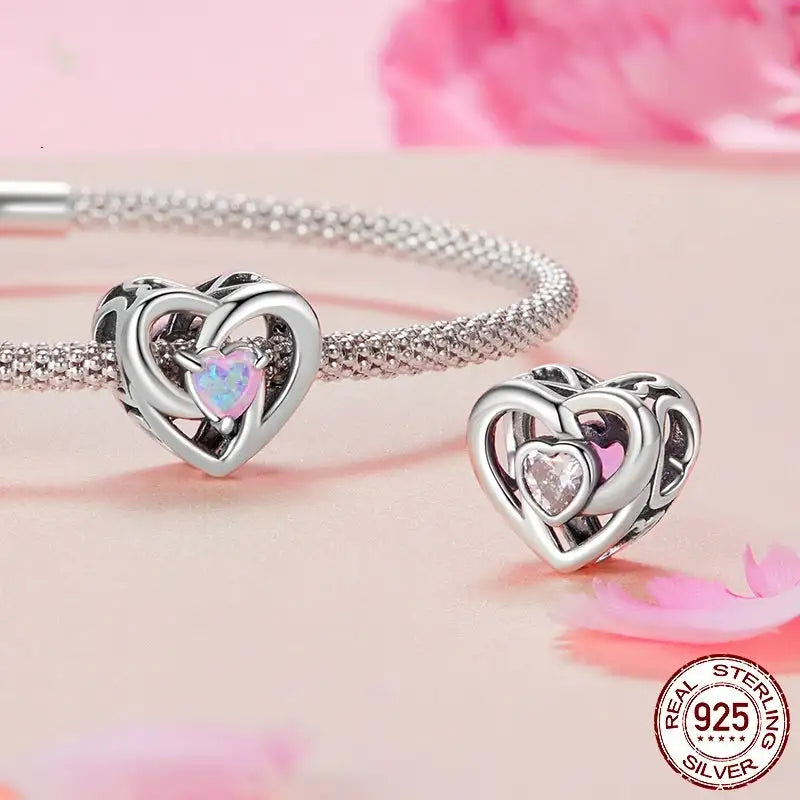 Heart Of Eternity Beaded S925 Sterling Silver Hollow - Lootquake