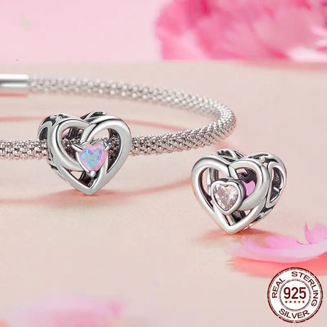 Heart Of Eternity Beaded S925 Sterling Silver Hollow - Lootquake