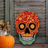Day of The Dead Decorated Skull Halloween Door Decor by G. DeBrekht - Thanksgiving Halloween Decor - 8198443-2H