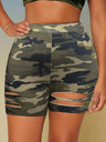 Ladies' Camouflage Perforated Fashionable Casual Shorts - Lootquake