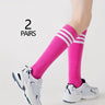 2 Pairs Striped Calf Socks, College Style Party Knee High Socks, Women's Stockings & Hosiery