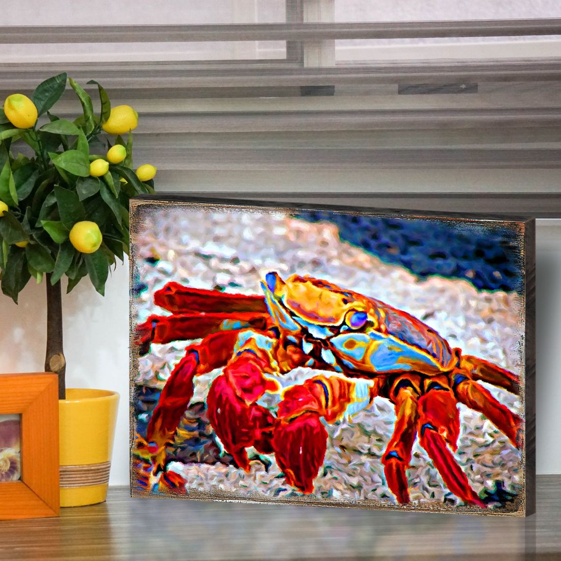 Crab Wood Wooden Coastal Wall Art by Nature Wonders - Coastal Sea-Life Decor - 95265B