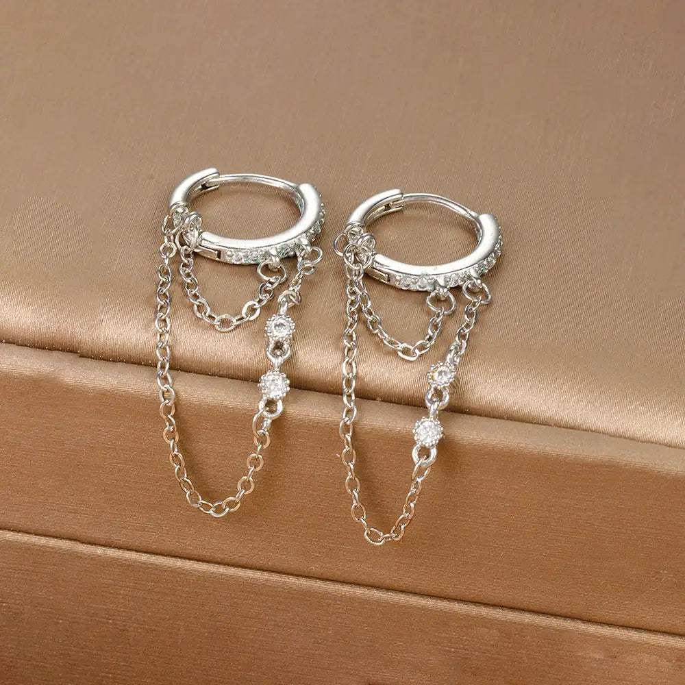 INS Chain Zircon Tassel Design Fashion Ear Ring - Lootquake