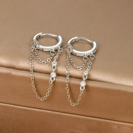 INS Chain Zircon Tassel Design Fashion Ear Ring - Lootquake