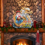 Decoración navideña para puerta con Papá Noel y dragón, fechada en 2024, de G. Debrekht - Decoración navideña con Papá Noel y muñeco de nieve - 8611088H